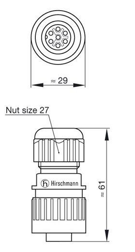 7Pin rūpņiecības savienotājs uz vadu "mama" dakša, 10A/250V, IP67, apaļš, serija CA