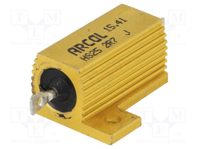 2R7 25W, ±5%, Rezistors, 27.3x28x14.6mm