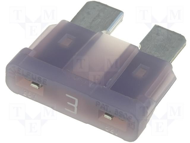 Drošinātājs auto standarta 3A, 32V, 19 x 18.8 x 5.1mm