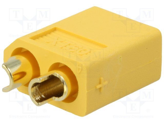 2Pin, XT60, "papa", 500V, 30A, lodejama PCB, taisns