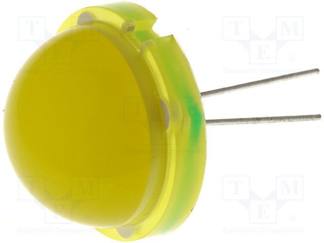 20mm, dzeltena, 40...75mcd, 5.85V/20mA, 590nm, 120grad, gaismas diode