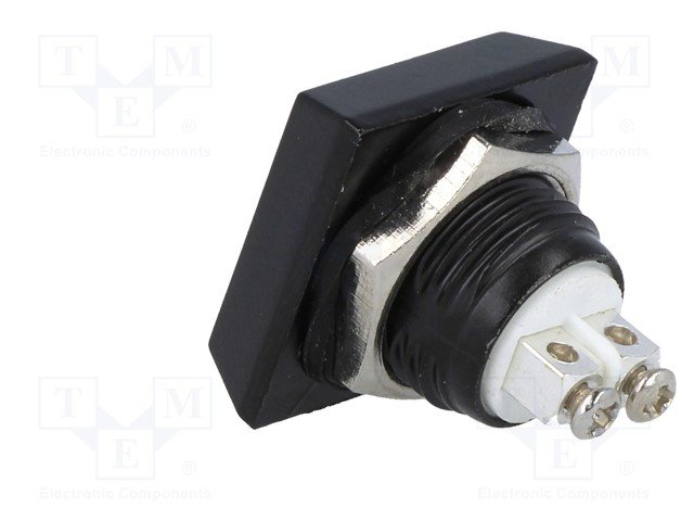 Antivandala poga, SPST-NO, OFF-(ON), 2A/36VDC, IP65, 17.5x17.5mm, M12mm, sarkana