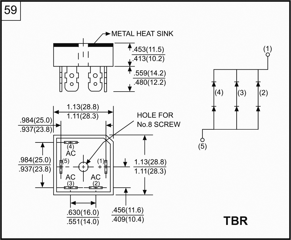 TBR2514 Tiltiņš 3 fazas 25A, 1400V