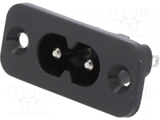 Tikla štekets, 250VAC, 2.5A, C8(EURO), atloks (2 atveres), uz panelim, SCHURTER