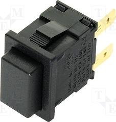 Poga SPST-NO, OFF-ON, 12A/250VAC, 4.8x0.8mm, melnā krasa, 19.2x12.9x17mm