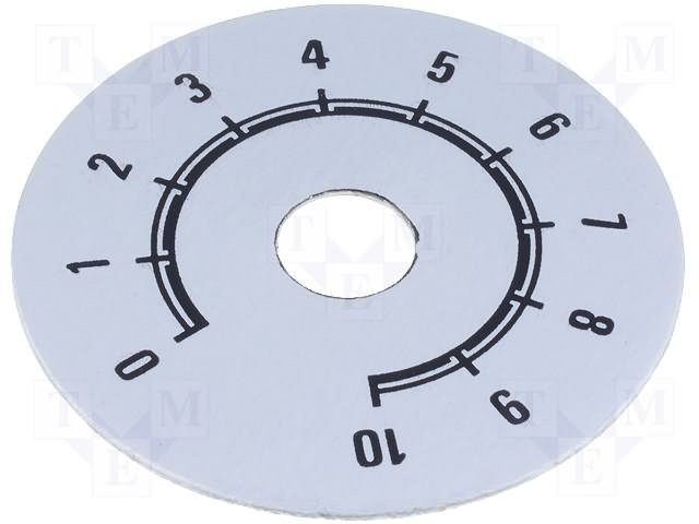 Skala, 0-10, D=50/10mm, sudrabaina ar melniem uzrakstiem, apala, patslimejoša