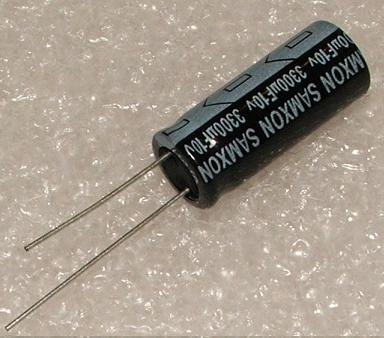 3300/10V, 105C, Ø10x25mm, ±20%, Kondensators elektrolītisks, 2000h, SAMXON, ar lokaniem izvadiem