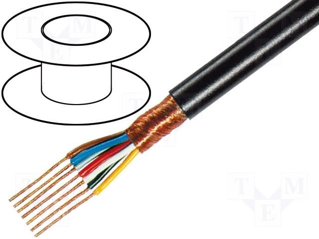 Kabelis, 7x0.25mm2, ekrānā, apaļš, Ø6.3mm, OFC(vara), Tasker