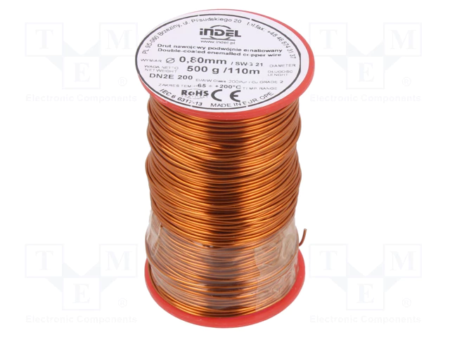 DNE0.80/0.50 Vads tinuma emaljēts 0.80mm, 110m/500g