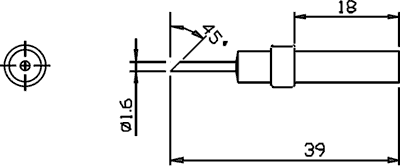 Loduzgalis D=5mm, L-18mm, cilindrs, 45C, 1.2mm, SR-627