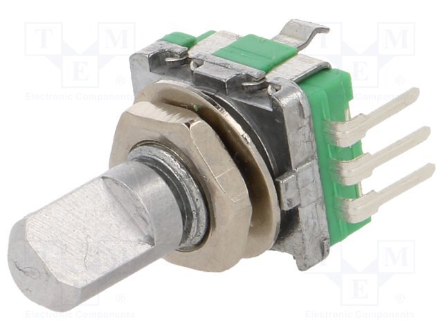 Enkoders, 20imp/revol., 11.7x12, L=10mm, metāla rokturis D=6mm, vertīkals, ar spiedpogu