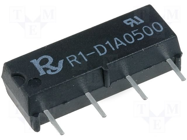 Herkona relejs, 5V(3.75-16V), SPST-NO, 1A/250V, viens kontakts(AgCdO), 19x5x7mm