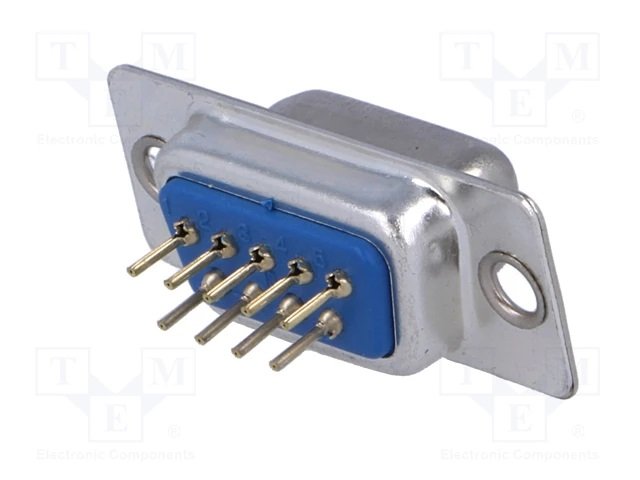 9PIN D-SUB, ligzda, gold, PCB type, taisns