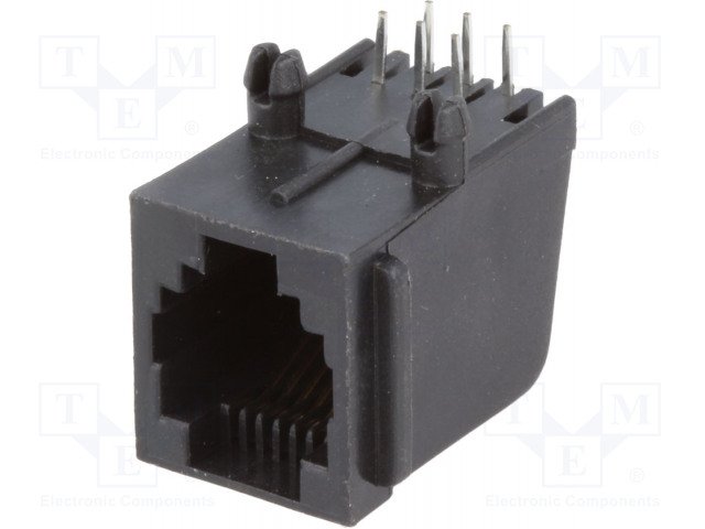 RJ12(6/6) ligzda uz šasija, THT