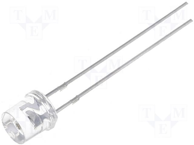 5mm, sarkana, 1560...2180mcd, 140°, 1.8...2.6V/20mA, 620-630nm, gaismas diode, plakana