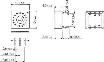 Kodēošais pārslēdzējs, Encoding switch, DEC/BCD, Positions:10