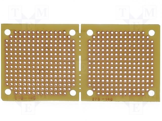 Maketēšanas plate 45x91mm ar caurumiem, getinaks, vienkārtēji kontakti, solis 2.54mm,1.6mm