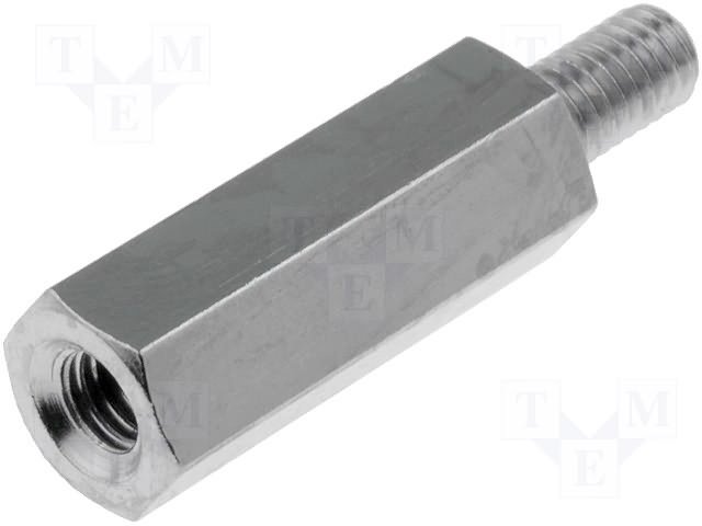 Distancers L=12mm, M3 iekšeja vitne- M3 areja vitne, misiņš