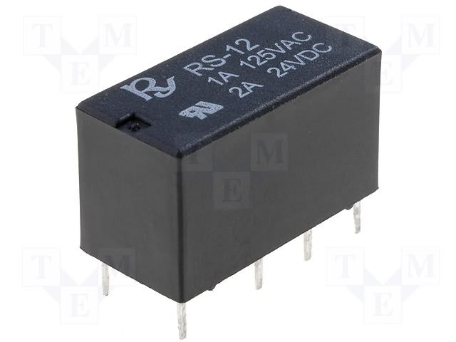 Relejs DC12V, DPDT, 2x1A/125VAC, 2x1.25A/30VDC, 960R(12.5mA), divi kontakti uz pārslēgšanu, 20.5x10x11.4mm, RAYEX ELECTRONICS => RSM822-P-12(22128)