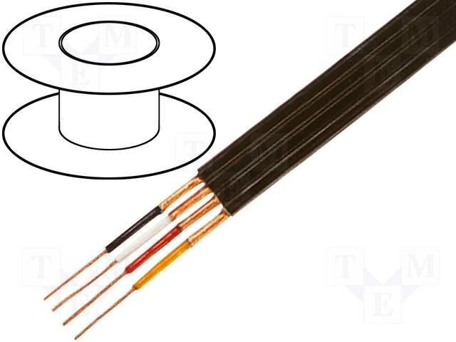 Kabelis, 3x0.14mm2, ekrānā, plakans, 2.9x8.7mm, OFC(vara), Tasker