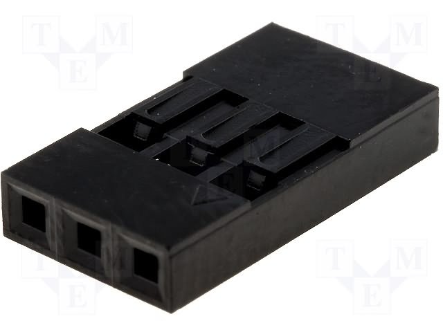 3(1x3)pin, 2.54mm, viena rinda, korpuss uz vadu, plastmasa