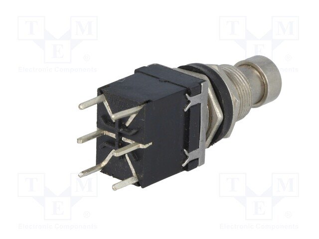 Poga M12, DPDT, ON-(ON), 2A/250VAC, M12, divi kontakti uz parslegsanu, bez fiksacijas