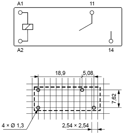 Relejs DC12V, SPST-NO, 10A/250VAC, 10A/28VDC, 620R(19.3mA), viens kontakts(6.3mm) uz saslēgšanu, 28.7x10.3x12.7mm, RELPOL