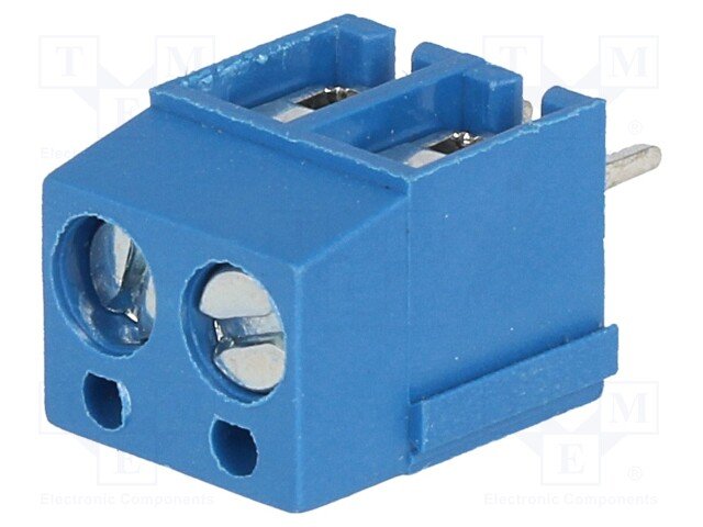 Terminal Blocks PCB, ar skrūvēm, 2pin, 5mm, 2.5mm2, 300V/10A, 10x16x11mm