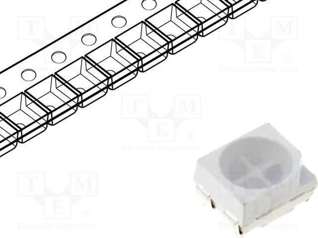 Gaismas diode SMD, sarkana/zila, 3528, PLCC4, 100...150/100...130mcd, 1.8..2.6/2.9..3.6V/20mA, 120grad., PLCC4