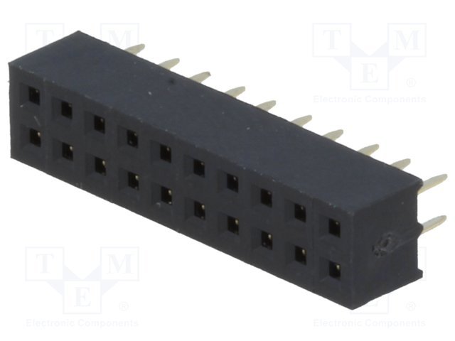 2.0mm, 2x10pin, ligzda, THT, H=4.4mm