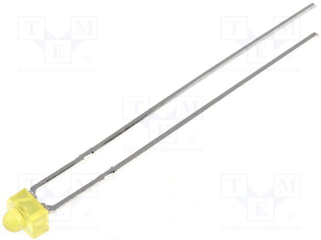 1.8mm, dzeltens, 2.5..5mcd,  55°, 2.1...2.8V/20mA, 589nm, matēts, gaismas diode