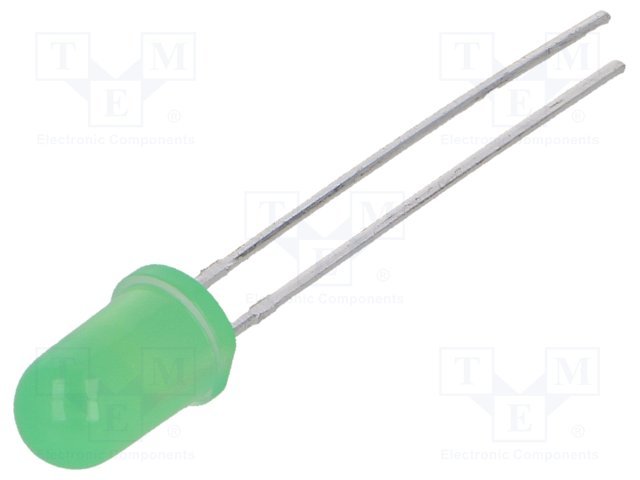 5mm, zaļa, 15...30mcd, 30°, 2...2.4V/100mA, 568nm, gaismas diode