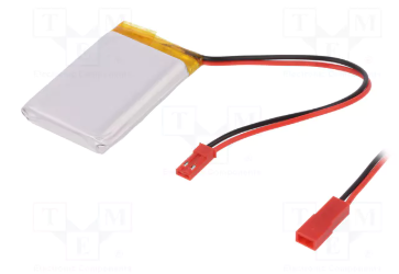 Akumulators Li-pol, 3.7V/1500mA, konn+sock2.54*2pins, 8.0x50x34mm