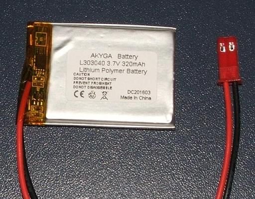 Akumulators Li-pol, 3.7V/320mAh, izvadi, 3.0x30x40mm