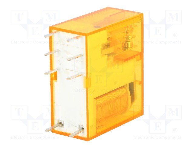 Relejs AC48V, DPDT, 2x8A/250VAC, 2x8A/30VDC, 1.35kΩ/21mA, divi kontakti uz pārslēgšanu, 29x12.4x25mm, FINDER