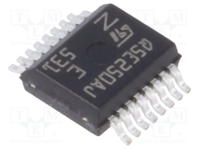 VNQ5E250AJ-E SMD Mikroshēma, Quad channel high-side driver with analog current sense for automotive applications, 4...28V, 5A, 250mΩ, PowerSSO16