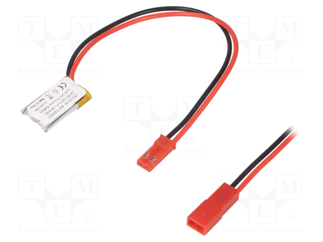 Akumulators Li-pol, 3.7V/50mAh, konn+sock 2.54*2pins, 3.5x20x11mm