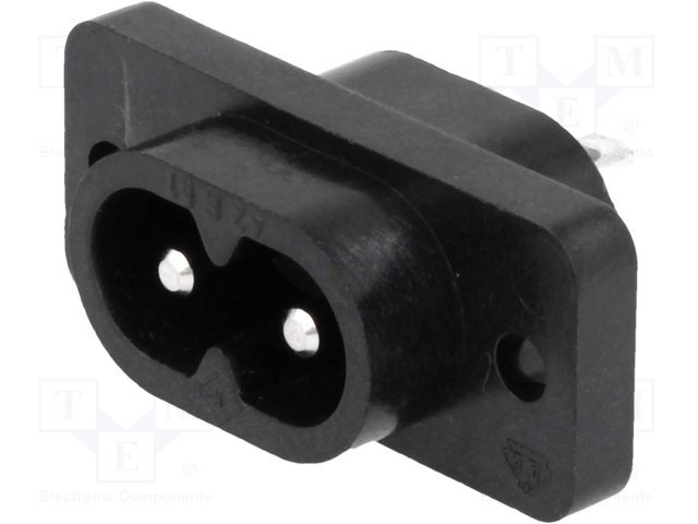 Tikla štekets, 250VAC, 2.5A, C8(EURO), atloks (2 atveres), uz panelim