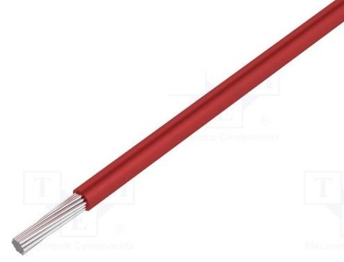 Montāžu vads, silikonu, daudzdzislas, 0.5mm2, 500V, -60...180°C, lokanības klase 5, CU, alvots, sarkana krasa