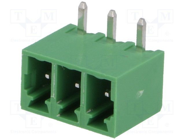 Terminal blocks PCB, štekers/ligzda, 3pin, 3.81mm, leņķisks, 7A