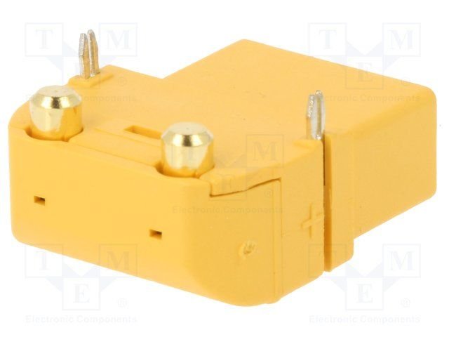 2Pin, XT90, "mama", 500V, 40A, lodejama PCB, leņķisks