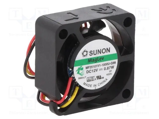 25x25x10mm, DC12V, MagLev, 6.42m3/h, 26dBA, 14000RPM, 0.87W, Ventilators ar deveju, tips F