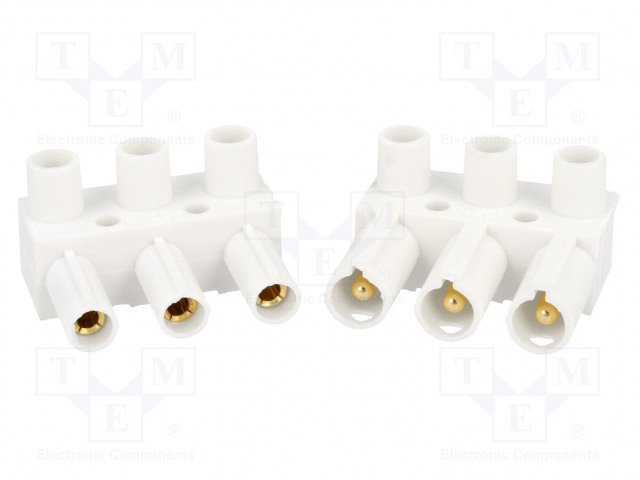 Saspraudnis, "mama+papa", 3pin, skrūvajama vadam, 500V, 10A, 2.5...4mm2, baltā krasa