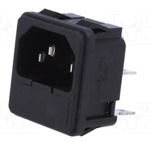 Tikla štekers, 250VAC, 10A, C14(E), + drošinātājs, ar sprūdiem, šasijai