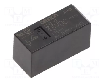 Relejs DC48V, DPDT, 2x8A/250VAC, 2x8A/24VDC, 5358Ω(9mA), divi kontakti uz pārslēgšanu, 29x12.7x15.7mm, OMRON