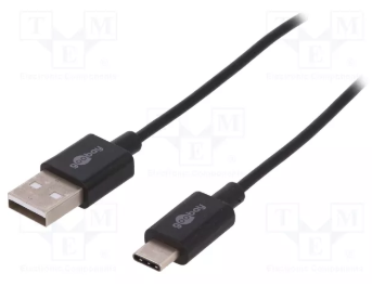 USB-C štekers/USB-A 2.0 štekers, vads, 1m