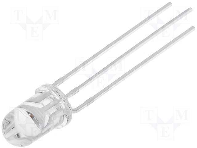 5mm, sarkans+balts ar kopīgo anodu, 7.5/13cd, 30grad., gaismas diode