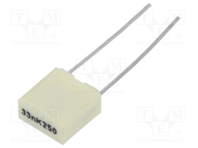 33nF/250VDC, 160VAC, ±10%, plēves, poliesters kondensators, 5mm, 7.2x3.5x7.5mm, KEMET