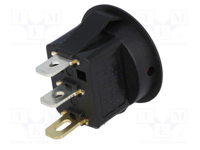 Taustiņslēdzis SPST, OFF-ON, 6A/250VAC, D=23mm, ar apgaism. neon. spul., (--O), sarkana krasa, ar fiksāciju