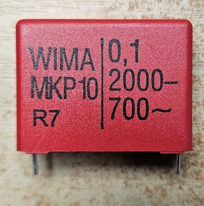 100nF/2000VDC, 700VAC, ±20%, polipropilēns kondensātors, 27.5mm, 13x24x31.5mm, WIMA